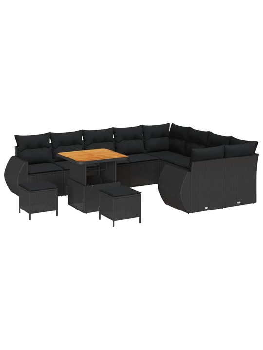 Dārza dīvānu komplekts 12 pcs melna poliratāns
