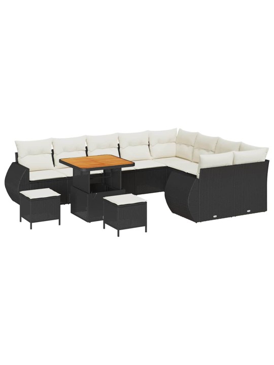 Dārza dīvānu komplekts 12 pcs melna poliratāns