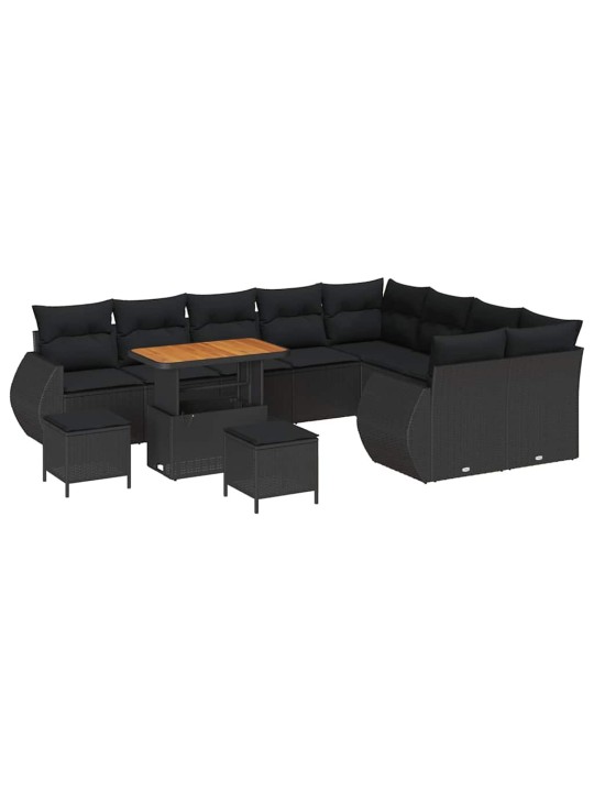 Dārza dīvānu komplekts 12 pcs melna poliratāns