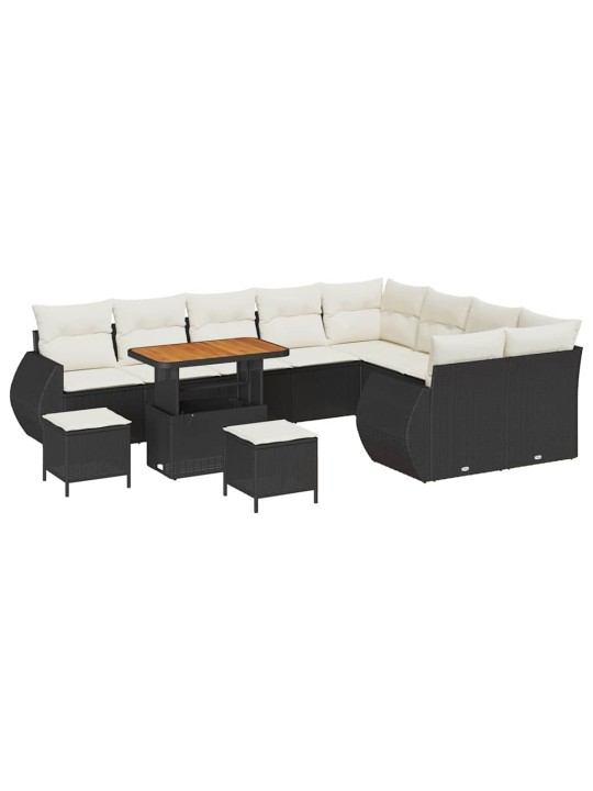 Dārza dīvānu komplekts 12 pcs melna poliratāns