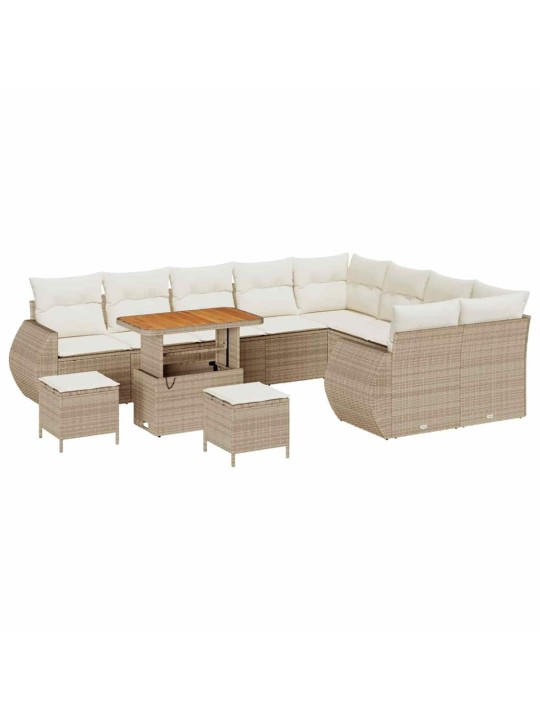 Dārza dīvānu komplekts 12 pcs bēša poliratāns