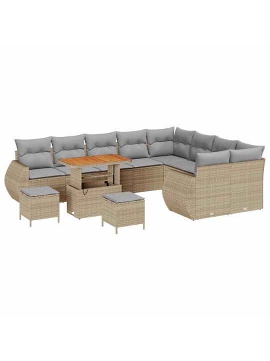 Dārza dīvānu komplekts 12 pcs bēša poliratāns