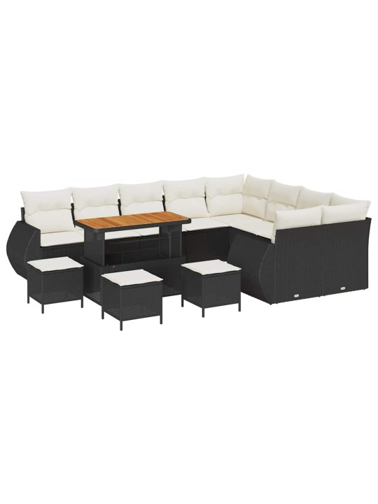 Dārza dīvānu komplekts 13 pcs melna poliratāns