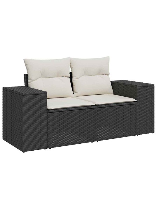 Dārza dīvānu komplekts 8 pcs melna poliratāns