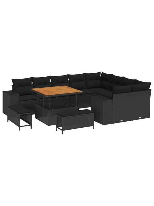 Dārza dīvānu komplekts 12 pcs melna poliratāns