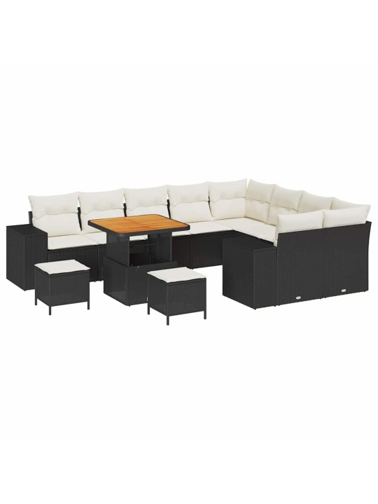 Dārza dīvānu komplekts 12 pcs melna poliratāns