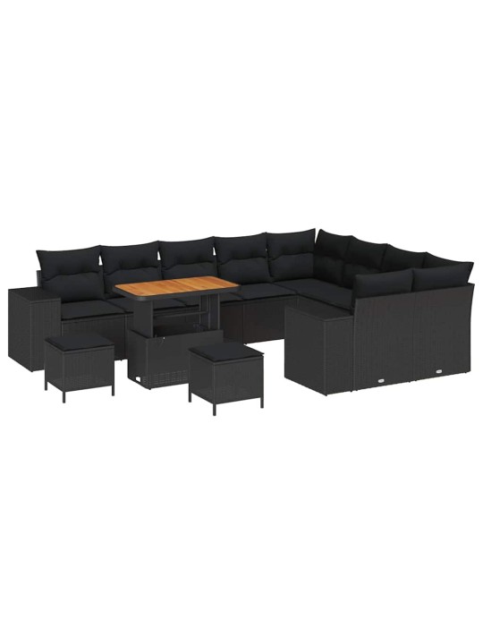 Dārza dīvānu komplekts 12 pcs melna poliratāns