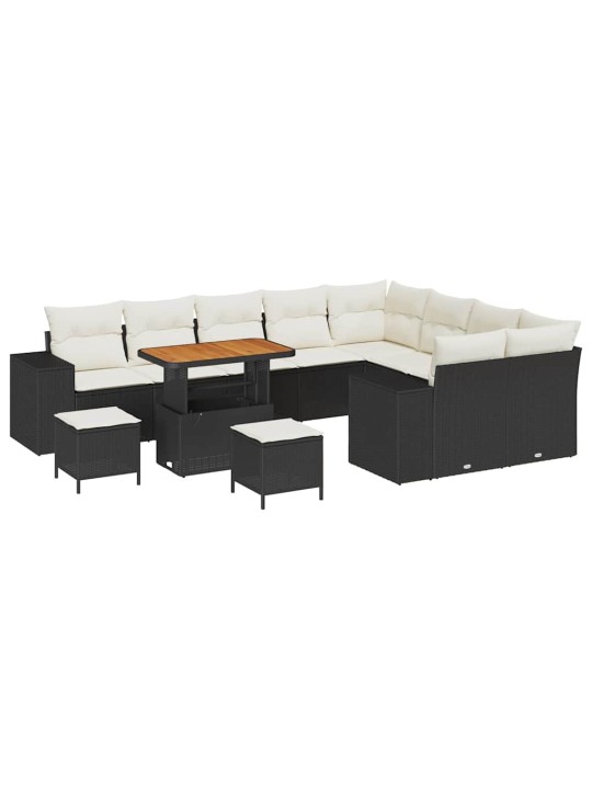 Dārza dīvānu komplekts 12 pcs melna poliratāns