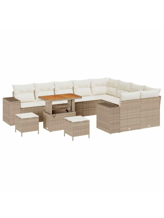 Dārza dīvānu komplekts 12 pcs bēša poliratāns