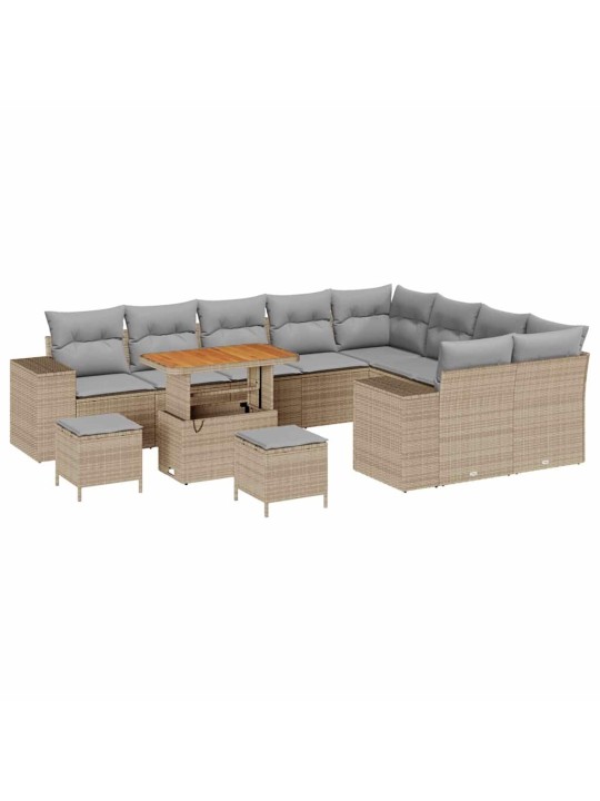 Dārza dīvānu komplekts 12 pcs bēša poliratāns