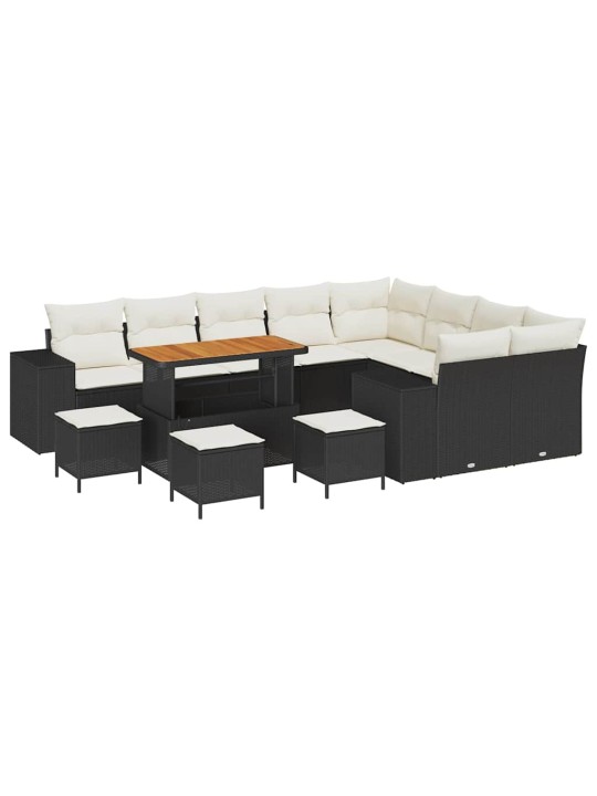 Dārza dīvānu komplekts 13 pcs melna poliratāns