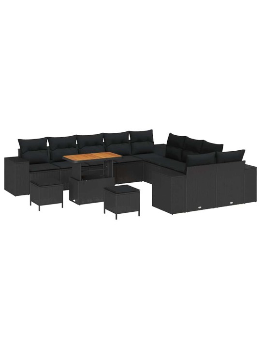 Dārza dīvānu komplekts 13 pcs melna poliratāns