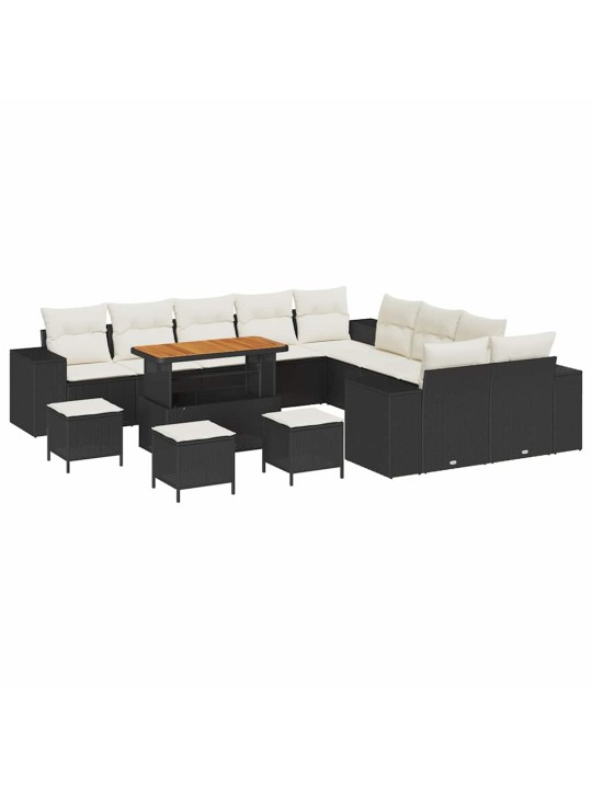 Dārza dīvānu komplekts 13 pcs melna poliratāns