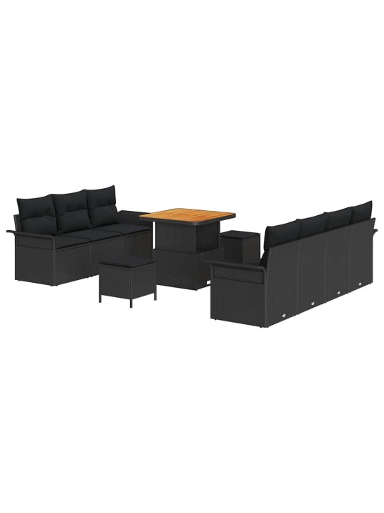 Dārza dīvānu komplekts 10 pcs melna poliratāns