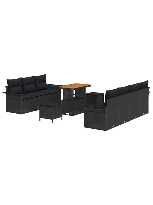 Dārza dīvānu komplekts 10 pcs melna poliratāns