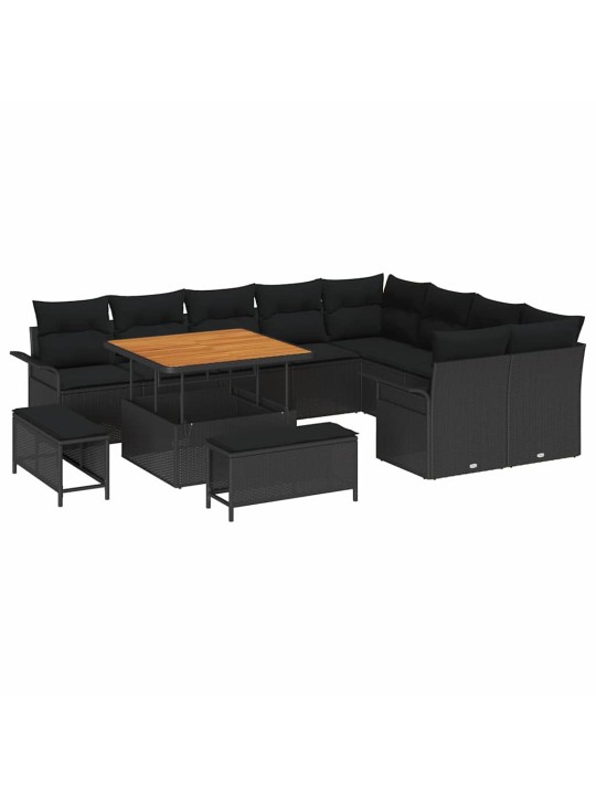 Dārza dīvānu komplekts 12 pcs melna poliratāns