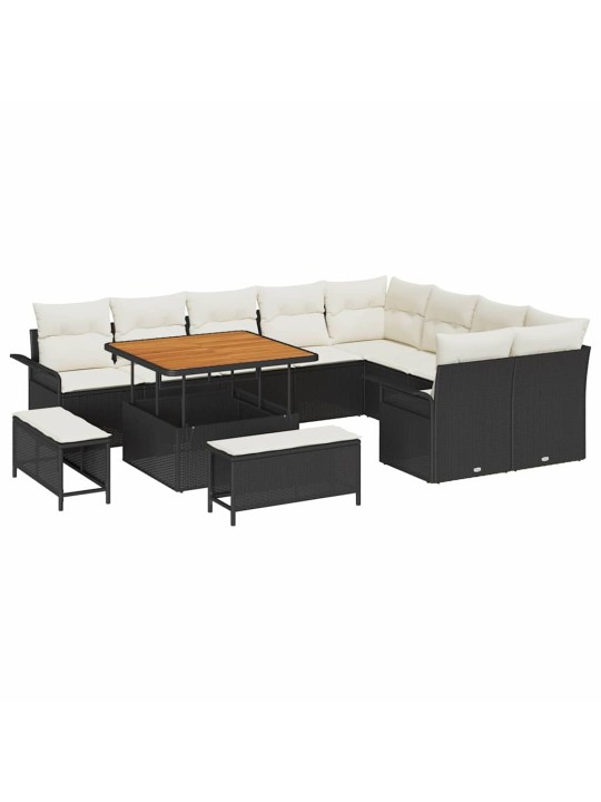 Dārza dīvānu komplekts 12 pcs melna poliratāns