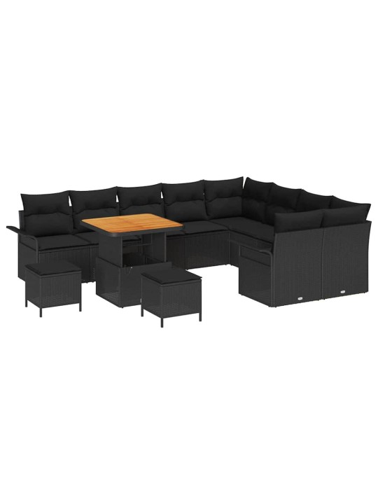Dārza dīvānu komplekts 12 pcs melna poliratāns