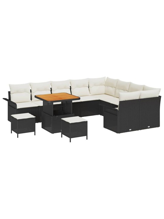 Dārza dīvānu komplekts 12 pcs melna poliratāns