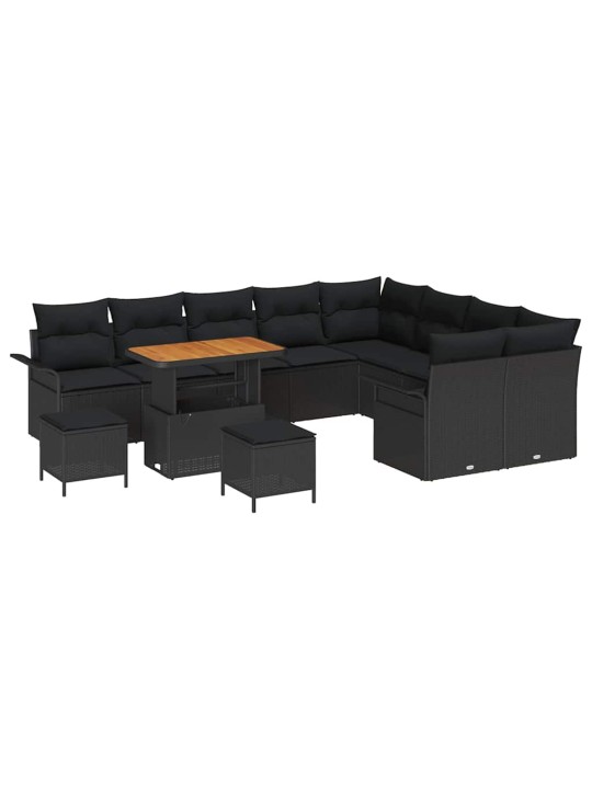 Dārza dīvānu komplekts 12 pcs melna poliratāns