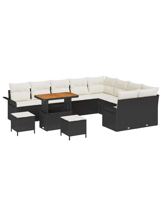 Dārza dīvānu komplekts 12 pcs melna poliratāns
