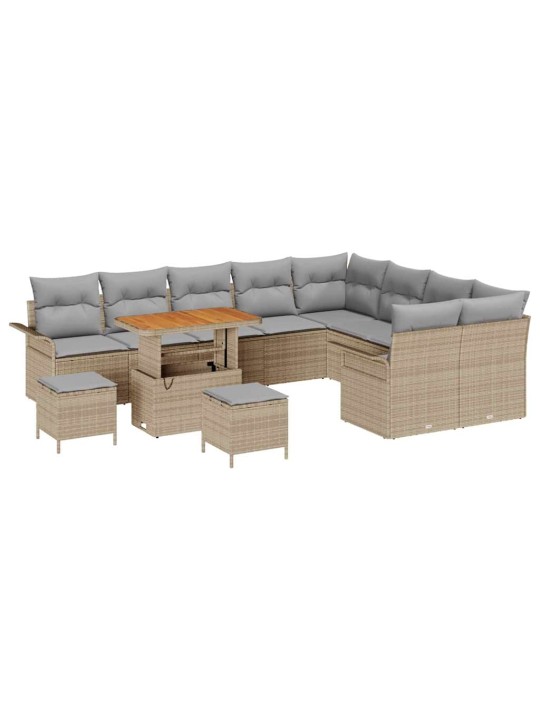 Dārza dīvānu komplekts 12 pcs bēša poliratāns
