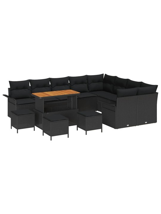 Dārza dīvānu komplekts 13 pcs melna poliratāns
