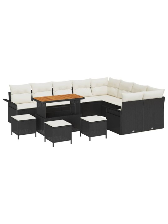 Dārza dīvānu komplekts 13 pcs melna poliratāns