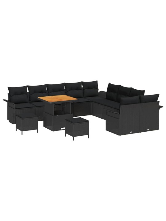 Dārza dīvānu komplekts 13 pcs melna poliratāns