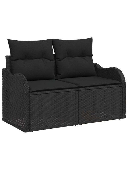 Dārza dīvānu komplekts 10 pcs melna poliratāns