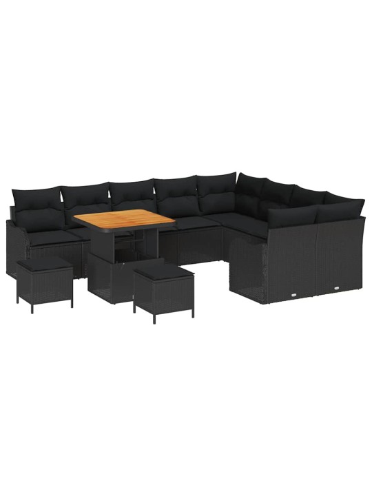 Dārza dīvānu komplekts 12 pcs melna poliratāns