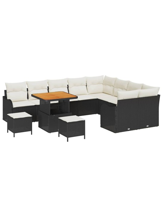 Dārza dīvānu komplekts 12 pcs melna poliratāns