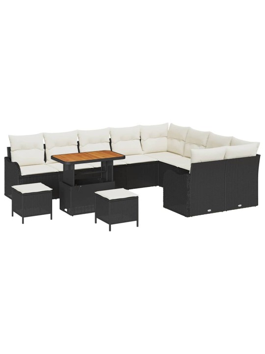 Dārza dīvānu komplekts 12 pcs melna poliratāns