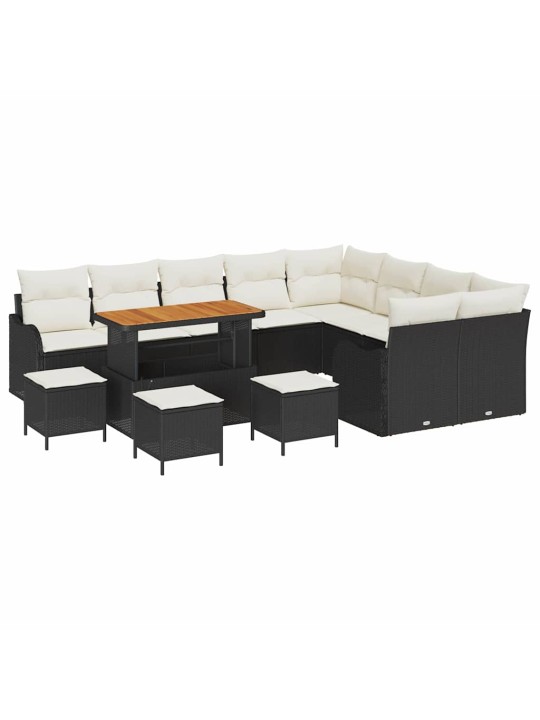 Dārza dīvānu komplekts 13 pcs melna poliratāns