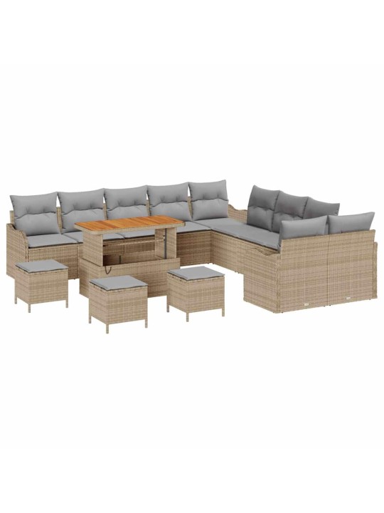 Dārza dīvānu komplekts 14 pcs bēša poliratāns