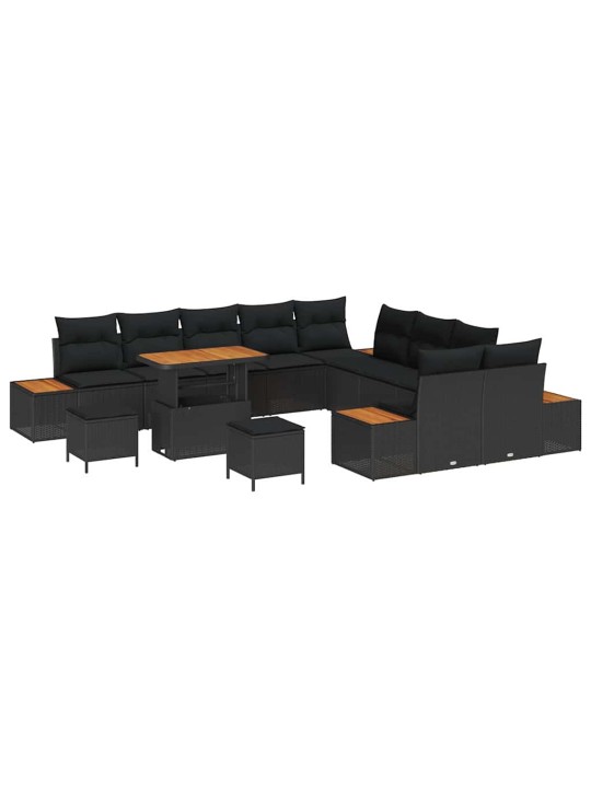 Dārza dīvānu komplekts 13 pcs melna poliūtu rotangpalma