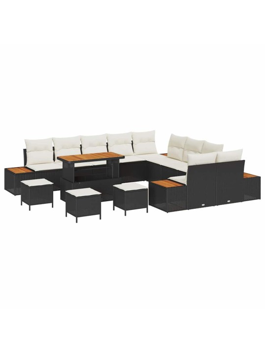 Dārza dīvānu komplekts 14 pcs melna poliūtu rotangpalma