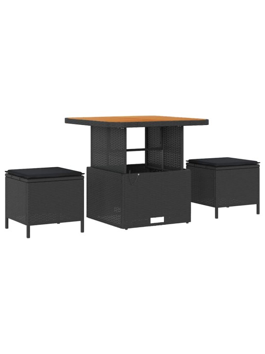 Dārza dīvānu komplekts ar spilvenu 8 pcs melna 80 x 80 x 71 cm