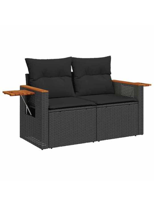Dārza dīvānu komplekts ar spilvenu 8 pcs melna 80 x 80 x 71 cm