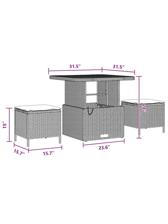 Dārza dīvānu komplekts ar spilvenu 8 pcs melna 80 x 80 x 71 cm