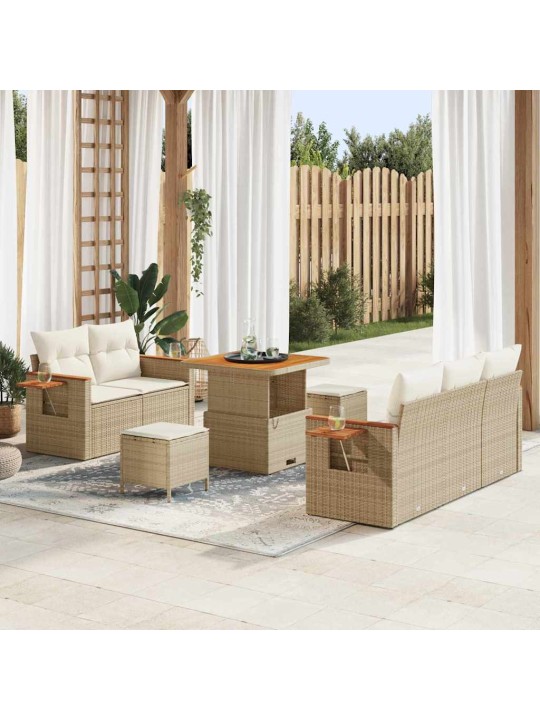 Dārza dīvānu komplekts 8 pcs bēša un krēmkrāsa 80 x 80 x 71 cm