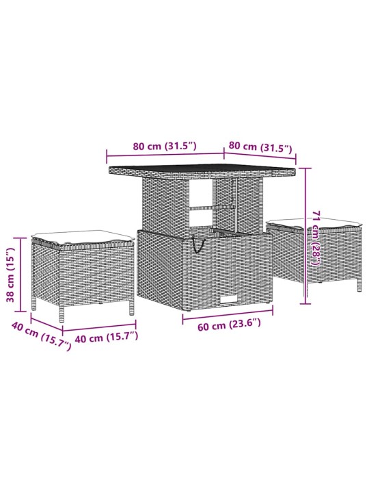 Dārza dīvānu komplekts 8 pcs bēša un krēmkrāsa 80 x 80 x 71 cm