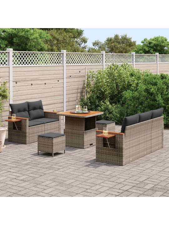 Dārza dīvānu komplekts ar spilvenu 8 pcs pelēka 80 x 80 x 71 cm