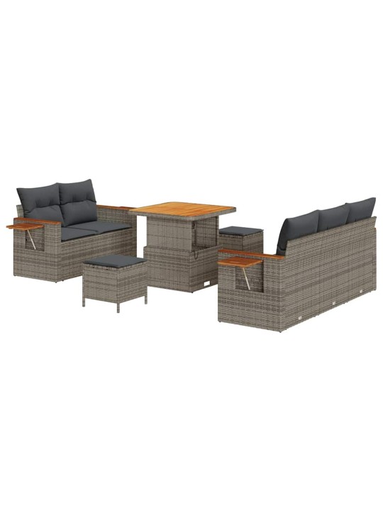 Dārza dīvānu komplekts ar spilvenu 8 pcs pelēka 80 x 80 x 71 cm