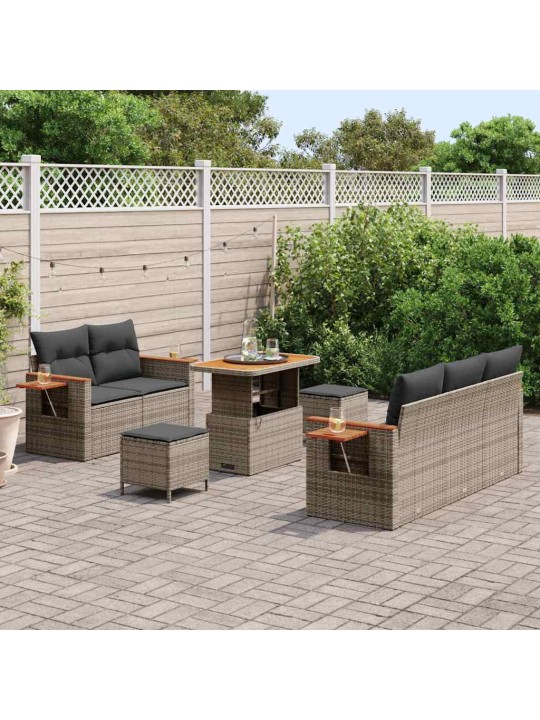 Dārza dīvānu komplekts ar spilvenu 8 pcs pelēka 90 x 55 x 71 cm