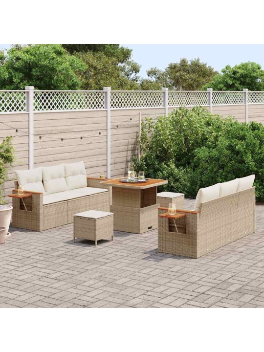 Dārza dīvānu komplekts 9 pcs bēša un krēmkrāsa 80 x 80 x 71 cm