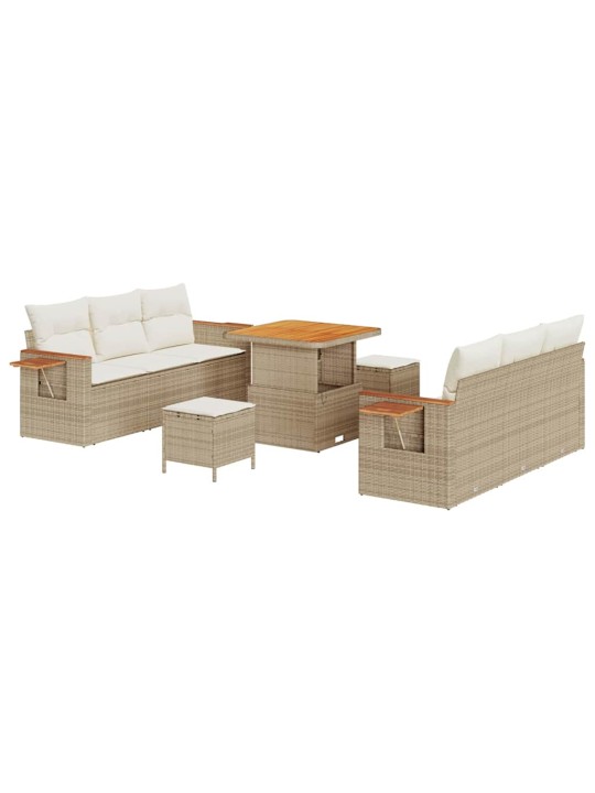 Dārza dīvānu komplekts 9 pcs bēša un krēmkrāsa 80 x 80 x 71 cm