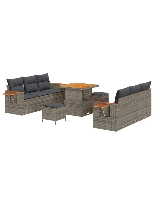 Dārza dīvānu komplekts ar spilvenu 9 pcs pelēka 80 x 80 x 71 cm
