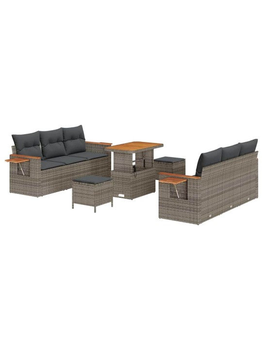 Dārza dīvānu komplekts ar spilvenu 9 pcs pelēka 90 x 55 x 71 cm