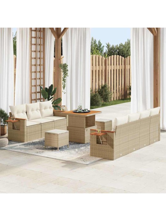 Dārza dīvānu komplekts 10 pcs bēša un krēmkrāsa 80 x 80 x 71 cm